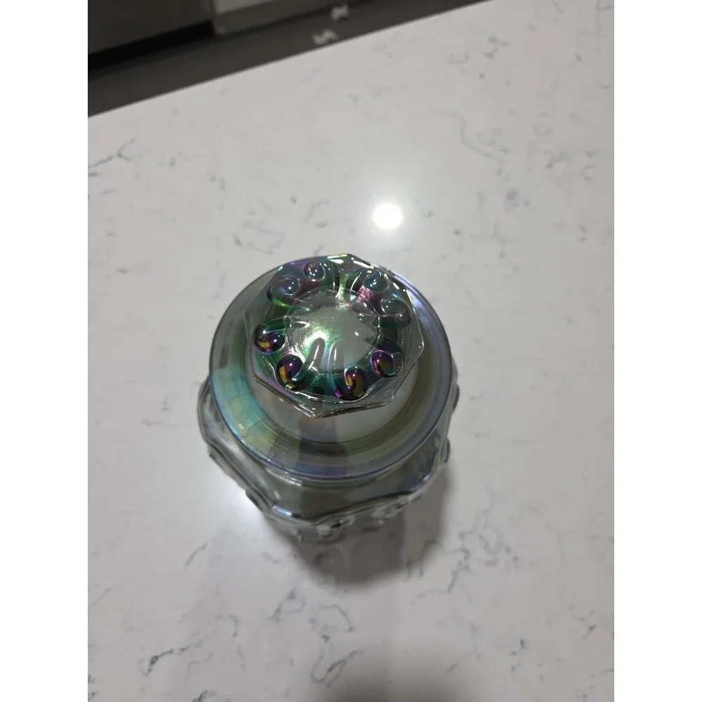 Vintage LE Smith Imperial Atterbury Scroll Canister Jar Iridescent Carnival 9